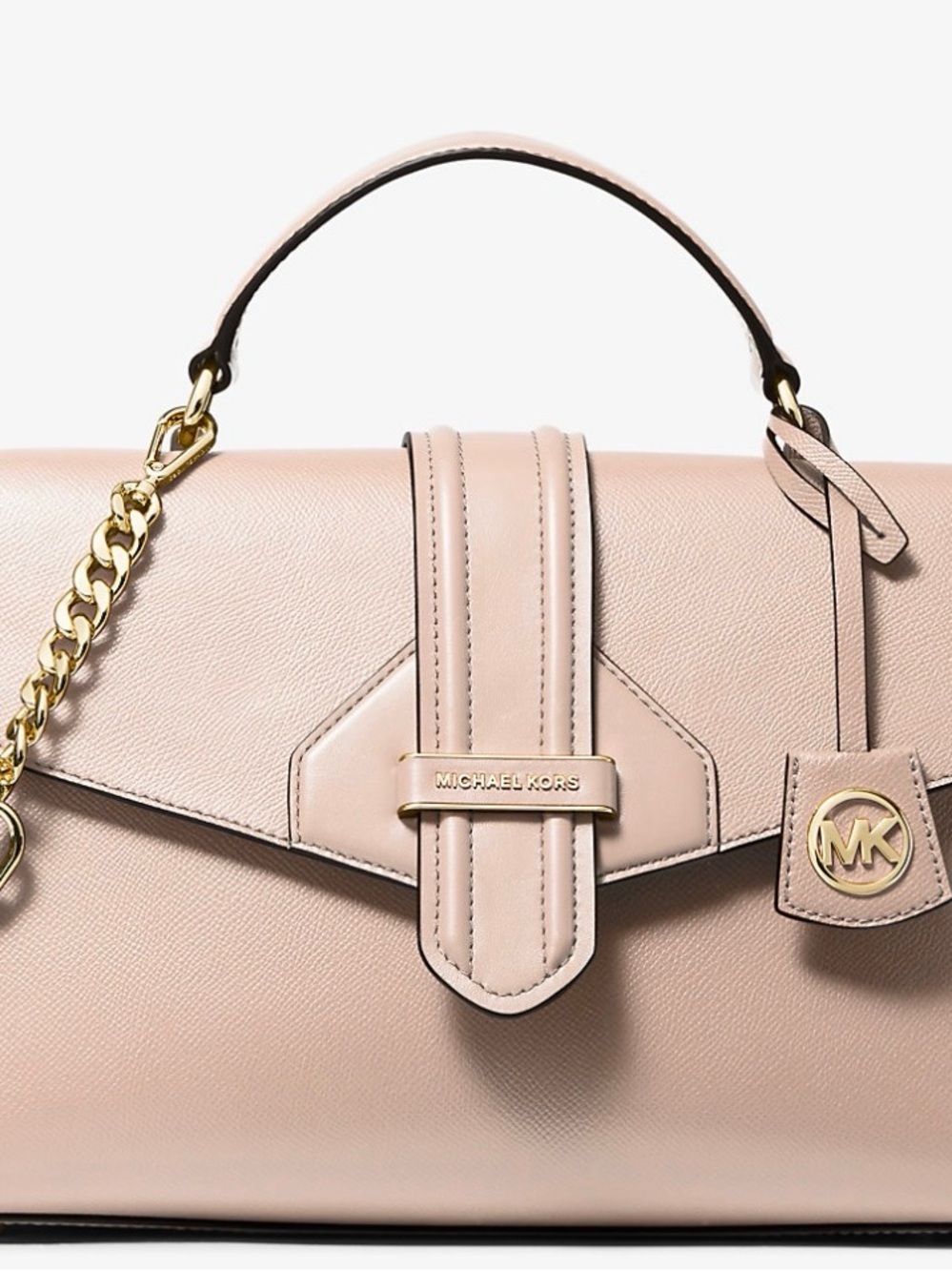 Michael Kors Blush Leather Top-Handle Satchel with Gold Hardware